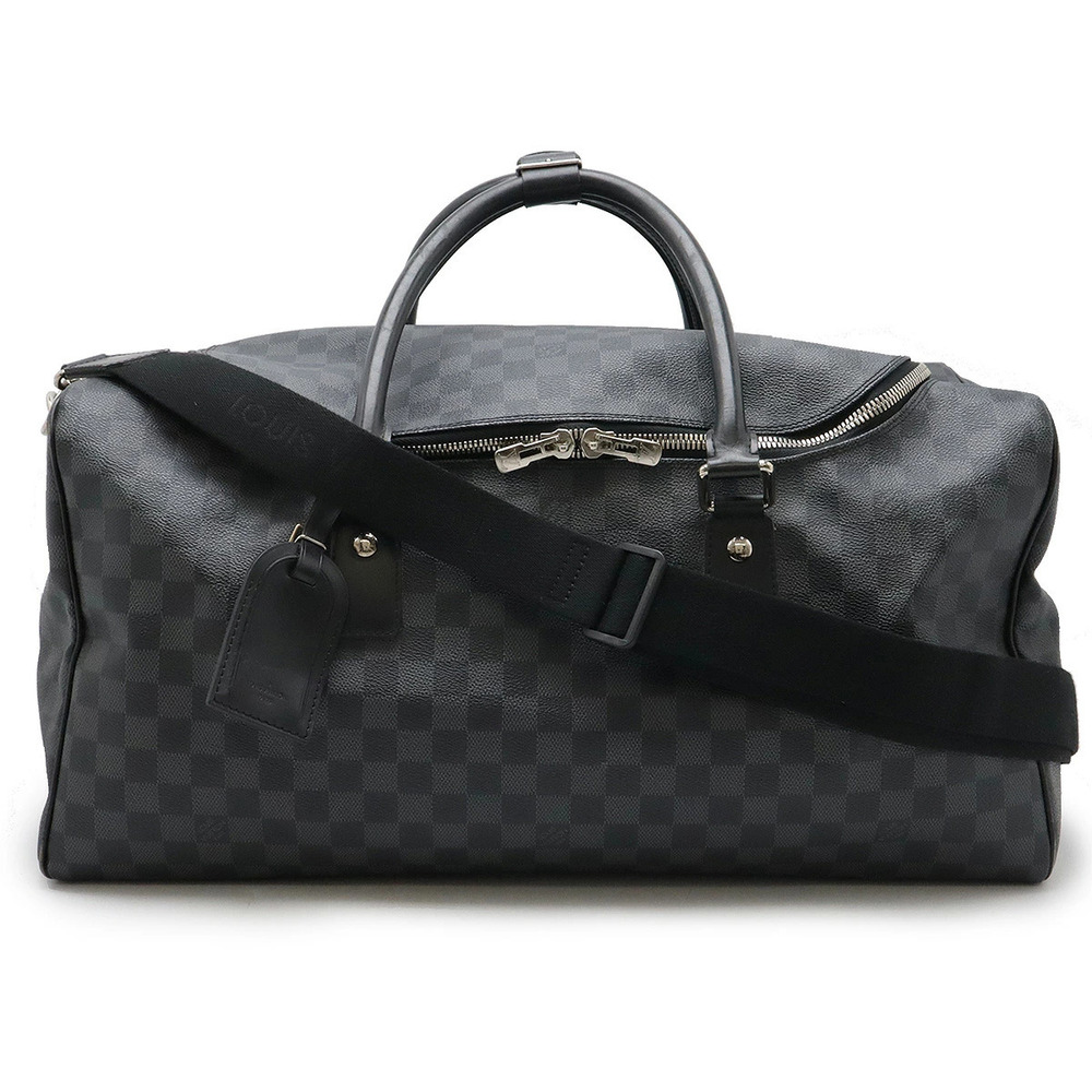 LOUIS VUITTON Damier Graphite Black Roadster Boston Bag Crossbody Travel